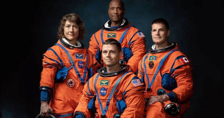 NASA Artemis II mission crew: NASA astronauts Christina Hammock Koch, Reid Wiseman, Victor Glover, and Canadian Space Agency astronaut Jeremy Hansen